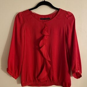 Zara Vibrant Red Ruffle Blouse